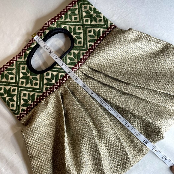 Boho Fabric Clutch Bag Purse Handbag Woven Lightweight Geometric Design - Picture 5 of 8